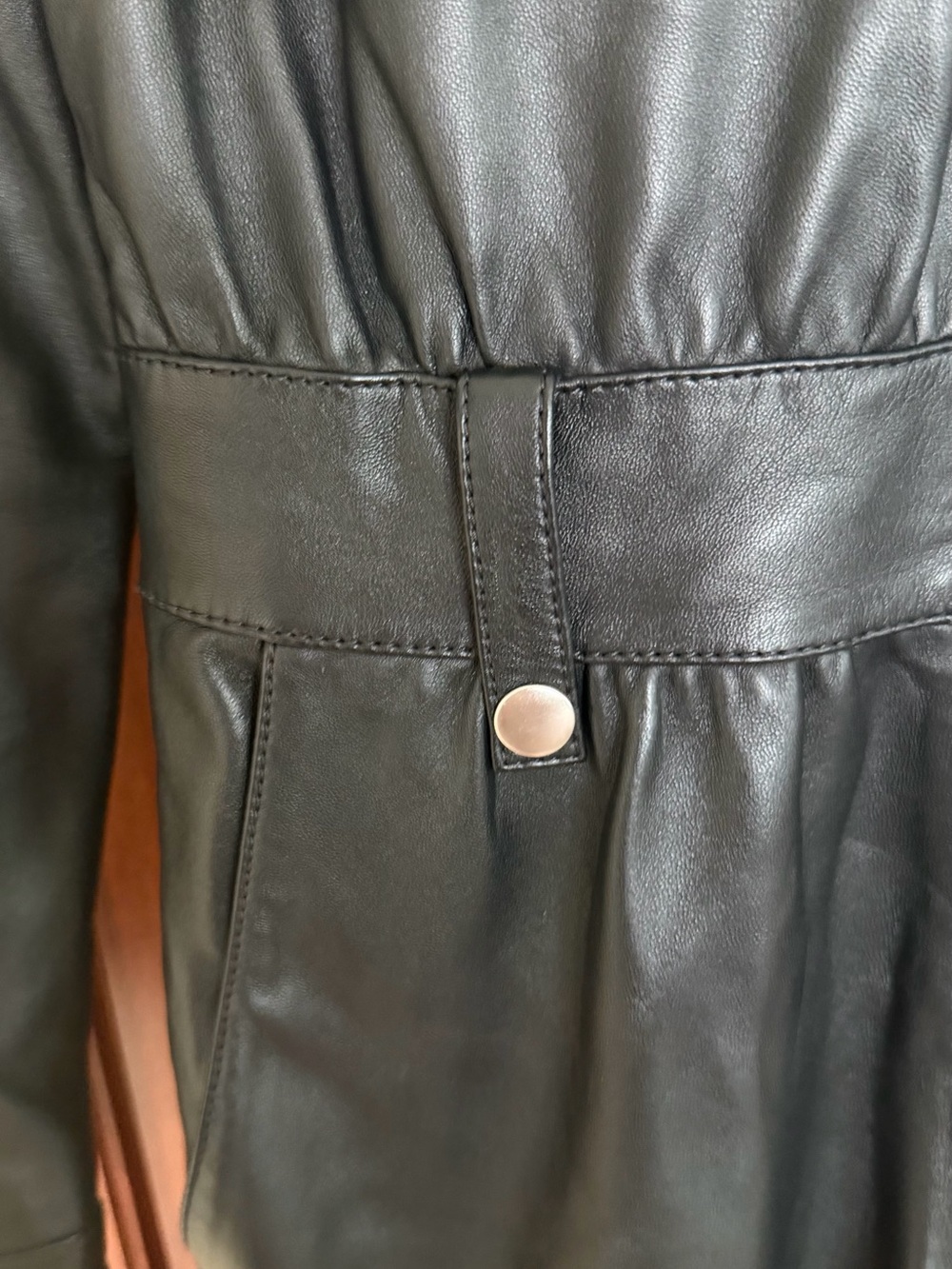 Lab Black Leather Long Zip Jumpsuit Jacket 4 Petite - Picture 4 of 8
